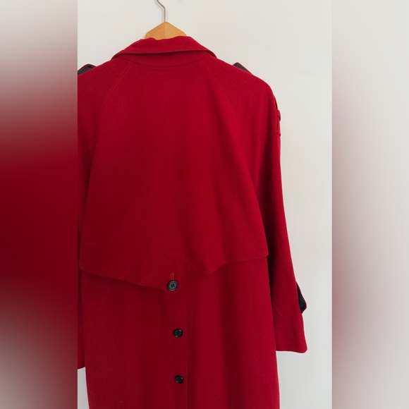 Vintage Red Wool Coat Long Maxi Trench - Picture 12 of 12